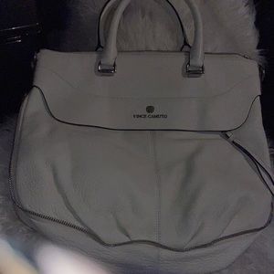 Vince Camuto satchel.  White with silver hardware.